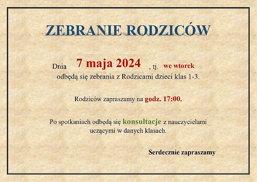 Zebranie Rodziców V/2024 - zdjęcie 1