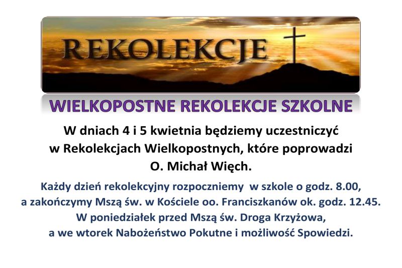 Szkolne Rekolekcje Wielkopostne - zdjęcie 1