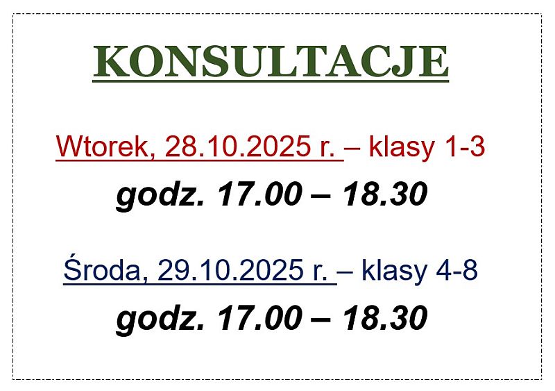 Konsultacje z rodzicami październik 2025