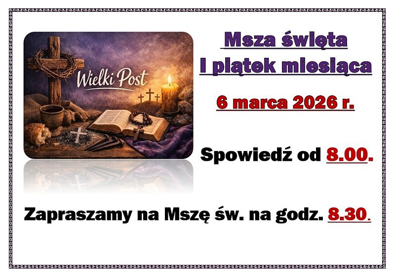 Msza święta I piątek - marzec