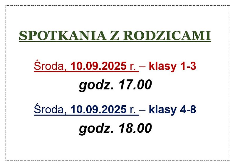 Spotkania z rodzicami - wrzesień 2025